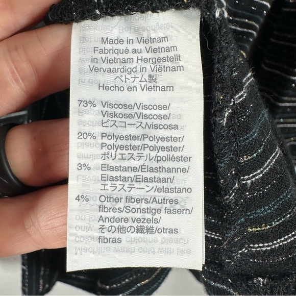 J. Crew Supercozy Turtleneck Top Metallic Stripe Women's Small Black Shirt - Picture 5 of 8